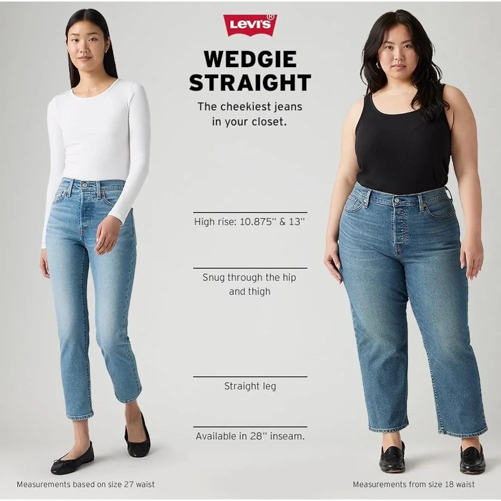 NWT Levi's Wedgie Straight High Rise Light Wash Jeans 26x28‎ – Size 26